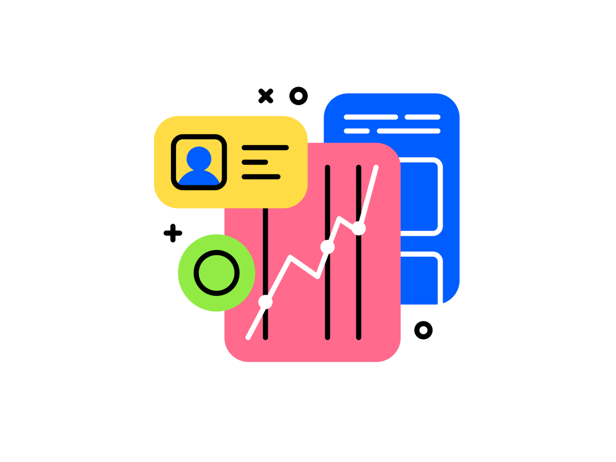 Colorful icons representing workflow processes
