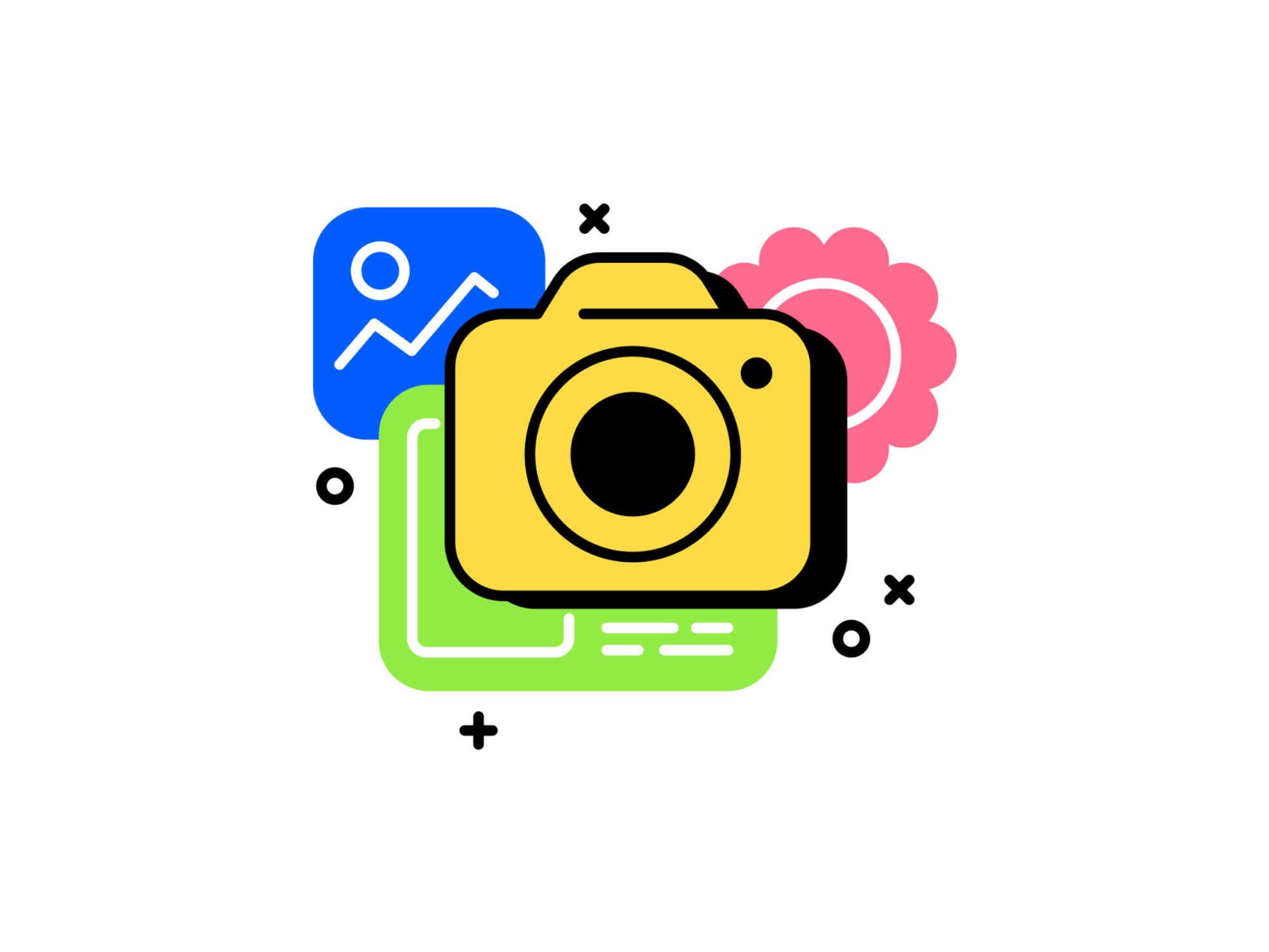 Outline illustration depicting startup concepts