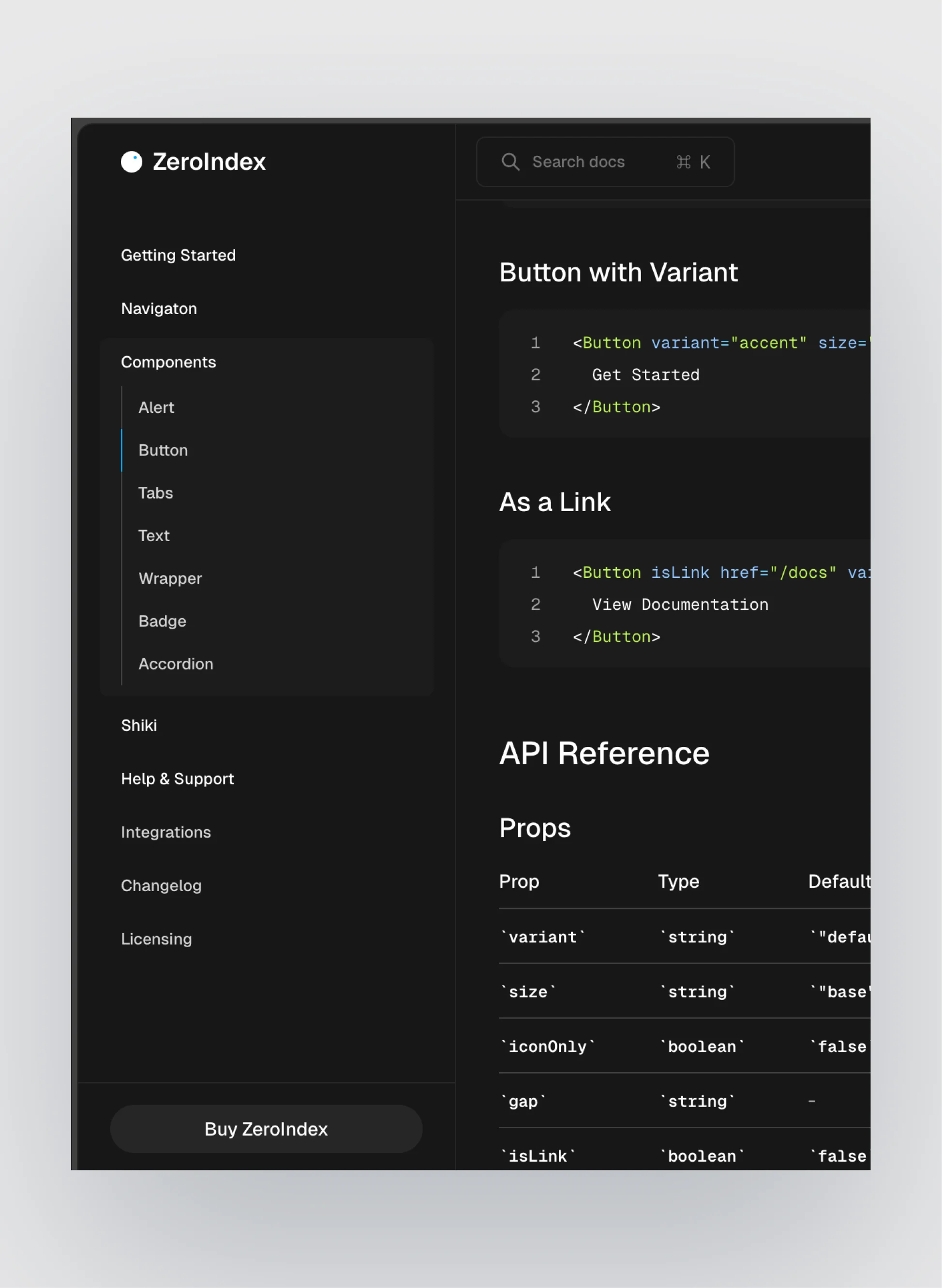 ZeroIndex structured content layout